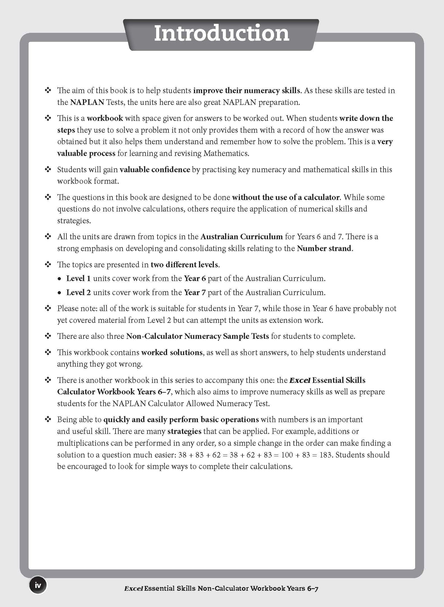 Excel Essential Skills - Non-Calculator Workbook Years 6-7