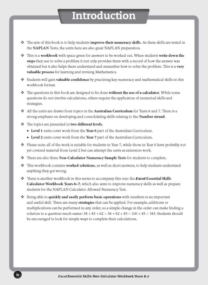 Excel Essential Skills - Non-Calculator Workbook Years 6-7