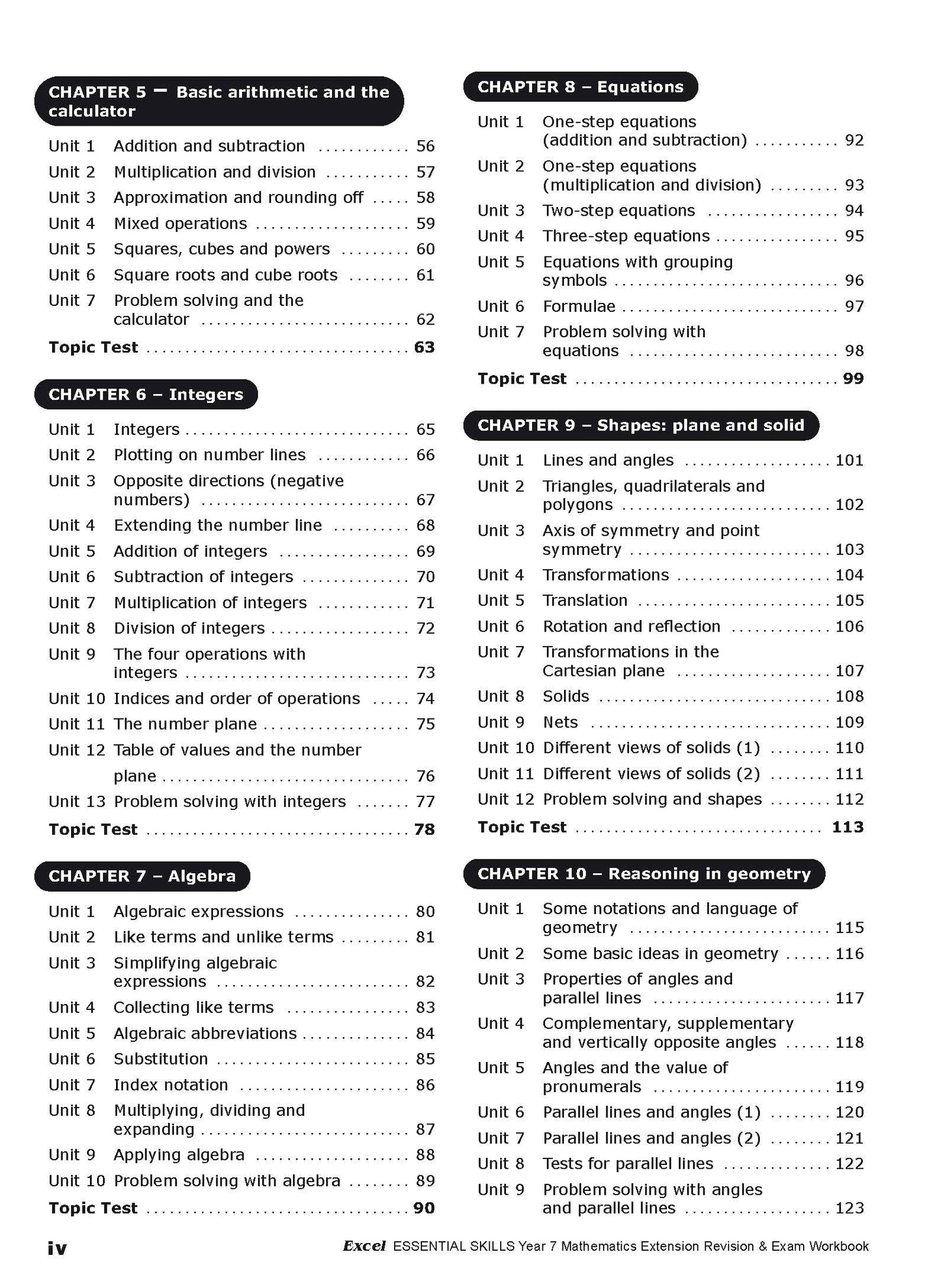 Excel Essential Skills - Mathematics Extension Revision & Exam Workbook Year 7