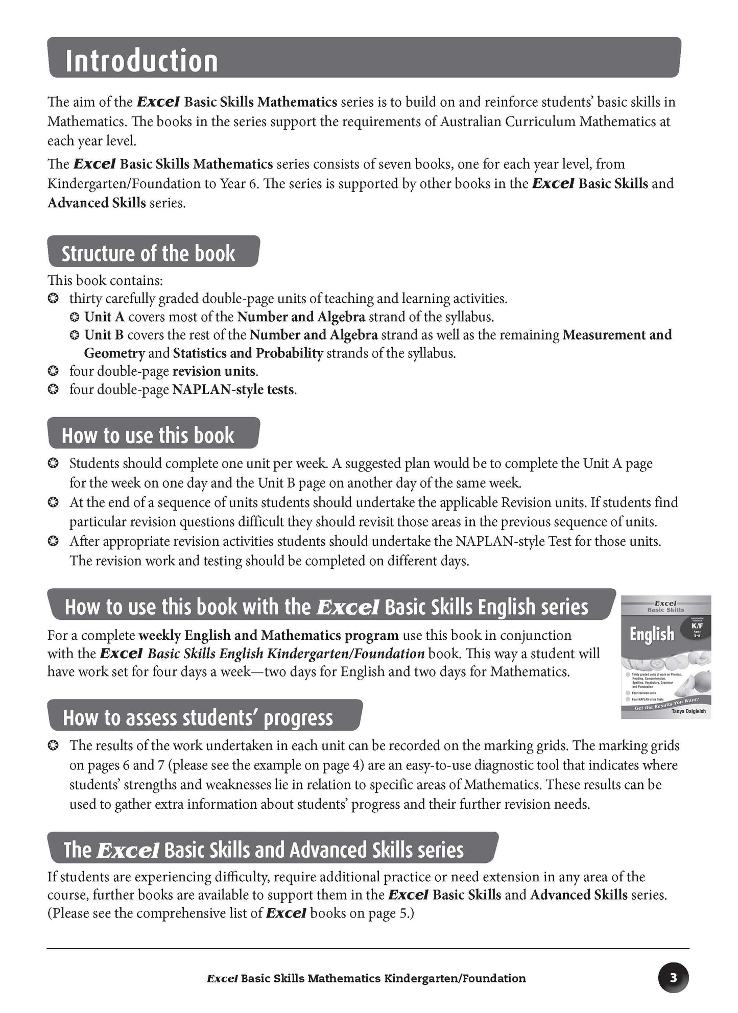 Excel Basic Skills - Mathematics Kindergarten/Foundation