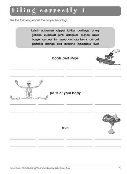 Excel Basic Skills - Building Your Vocabulary Skills Years 5-6