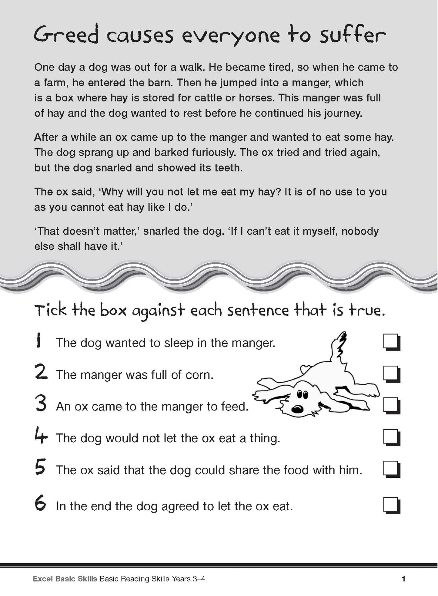 Excel Basic Skills - Basic Reading Skills Years 3-4