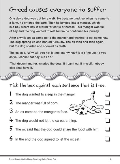 Excel Basic Skills - Basic Reading Skills Years 3-4