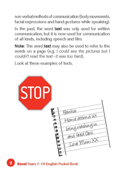 Excel Pocket Books - English Years 7-10