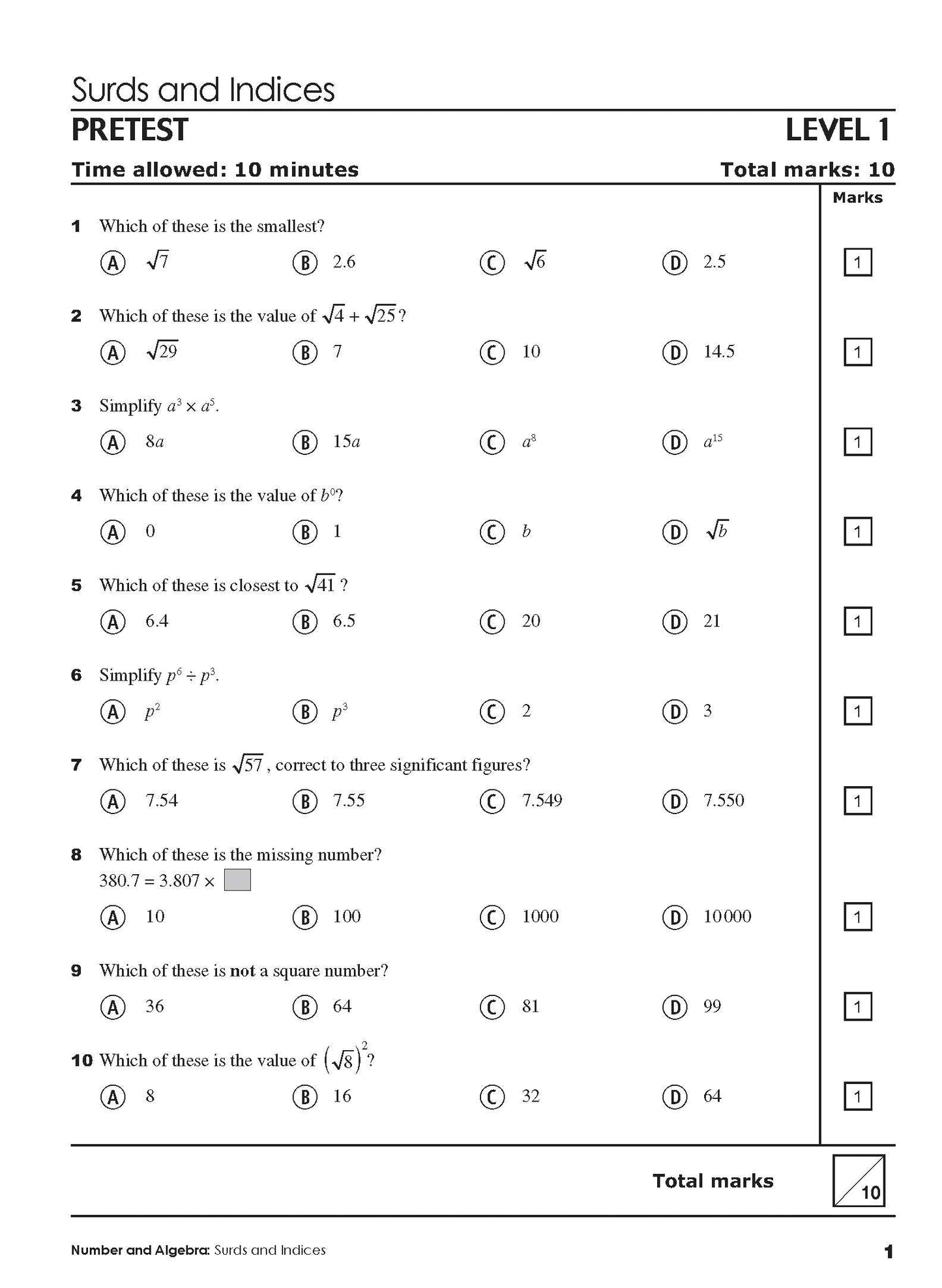 Excel Tests - Mathematics Practice Tests Year 10