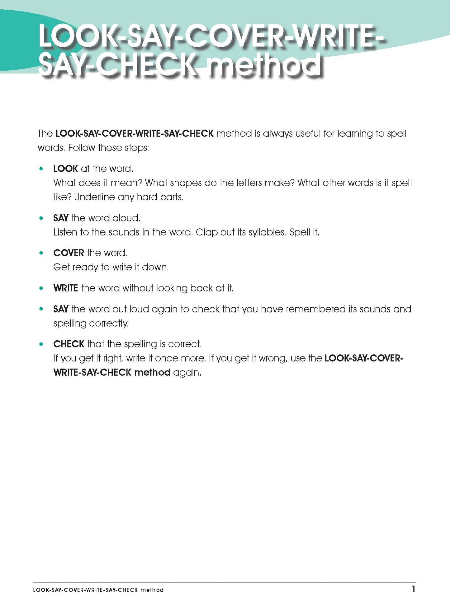 Excel Advanced Skills - Spelling and Vocabulary Workbook Year 1