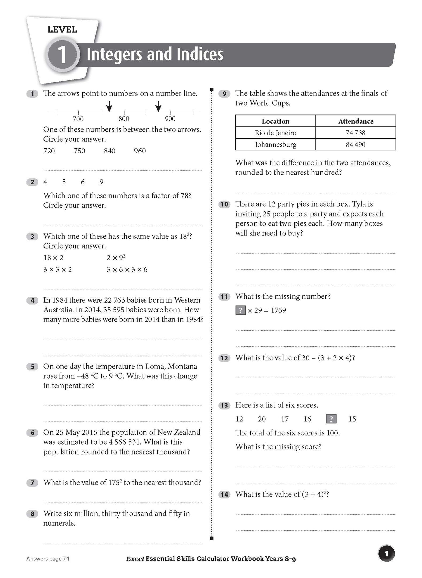 Excel Essential Skills - Calculator Workbook Years 8-9
