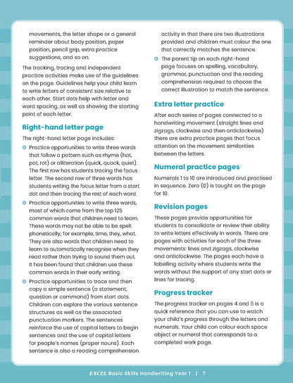 Excel Basic Skills - Handwriting Year 1