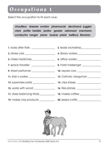 Excel Basic Skills - Building Your Vocabulary Skills Years 3-4