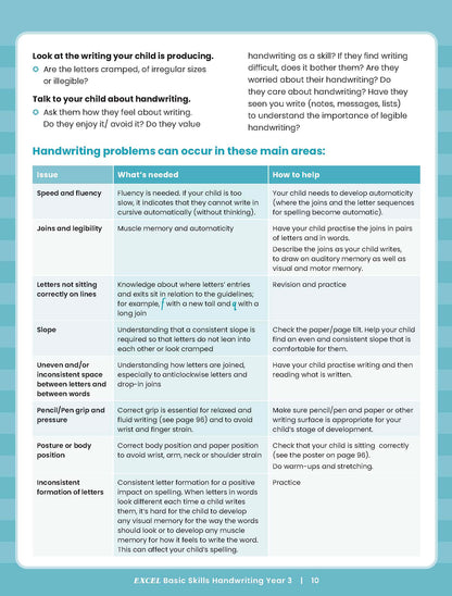 Excel Basic Skills - Handwriting Year 3