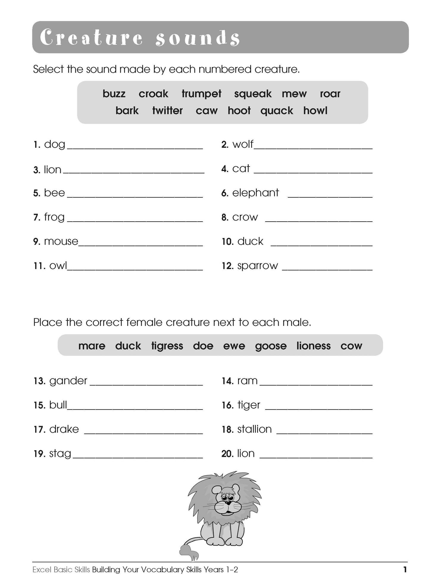 Excel Basic Skills - Building Your Vocabulary Skills Years 1-2