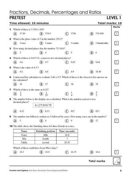 Excel Tests - Mathematics Practice Tests Year 9