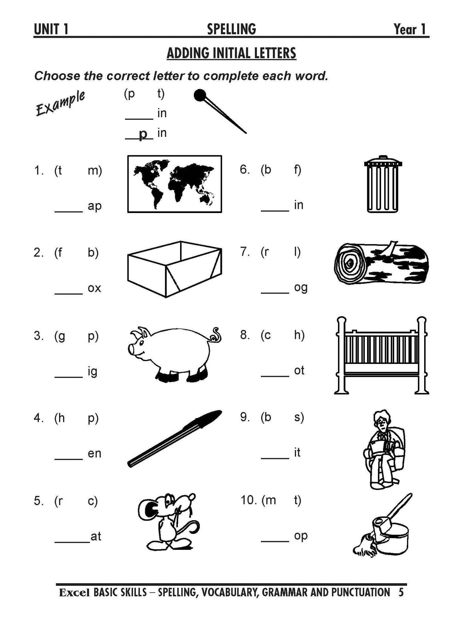 Excel Basic Skills - Spelling, Vocabulary, Grammar and Punctuation Years 1-2