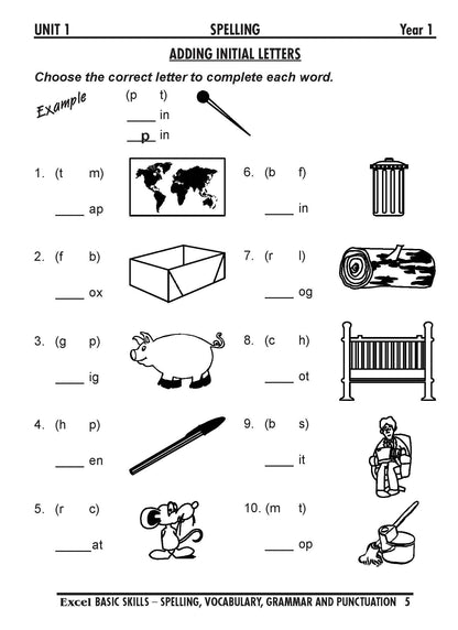 Excel Basic Skills - Spelling, Vocabulary, Grammar and Punctuation Years 1-2