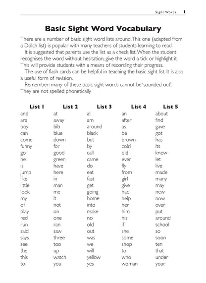 Excel Basic Skills - Reading and Comprehension Years 1-2