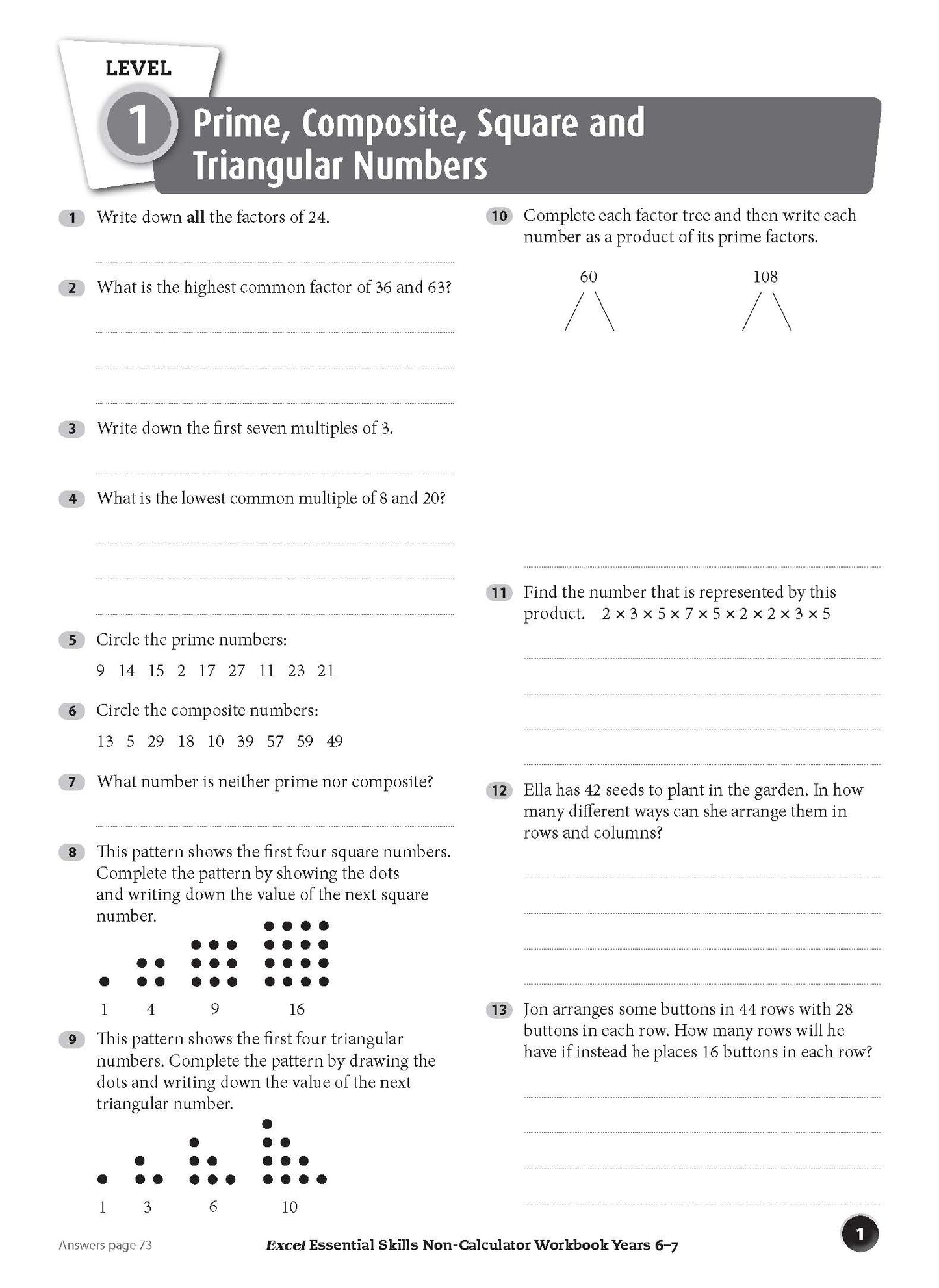 Excel Essential Skills - Non-Calculator Workbook Years 6-7