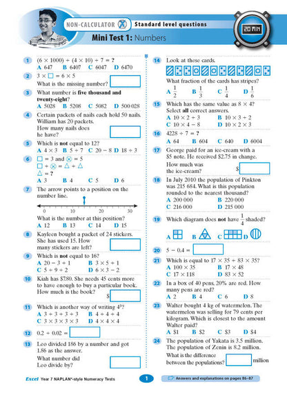 Excel Year 7 NAPLAN*-style Numeracy Tests