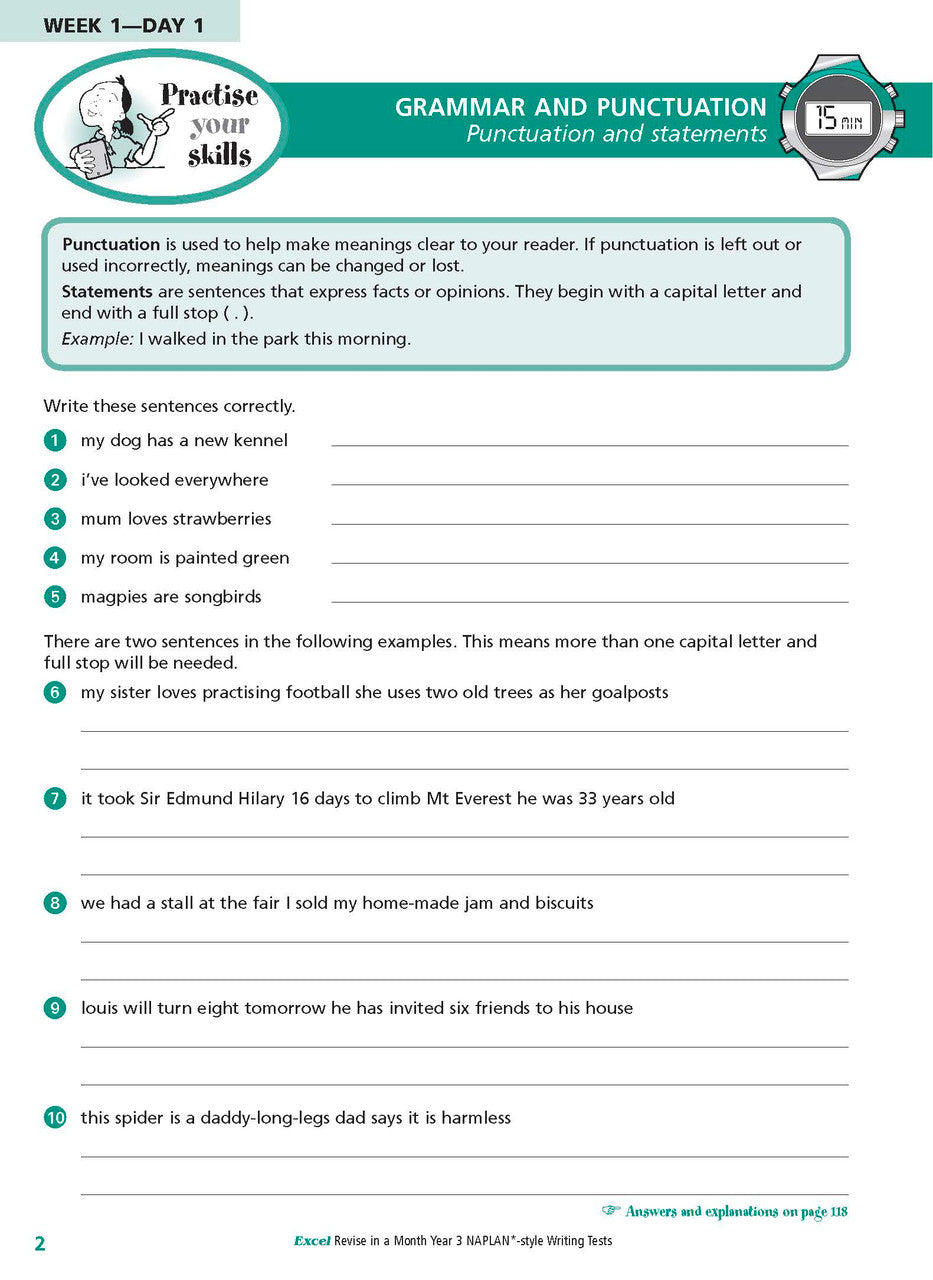 Excel Revise in a Month Year 3 NAPLAN*-style Writing Tests