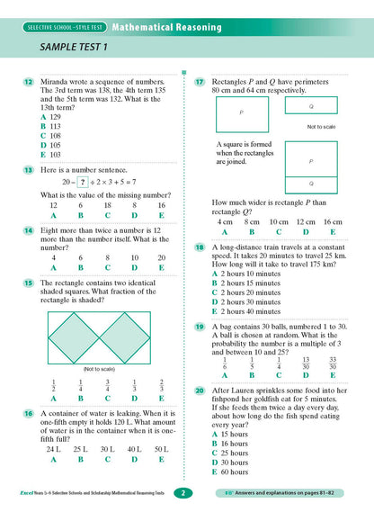 Excel Selective Schools and Scholarship Mathematical Reasoning Tests Years 5-6