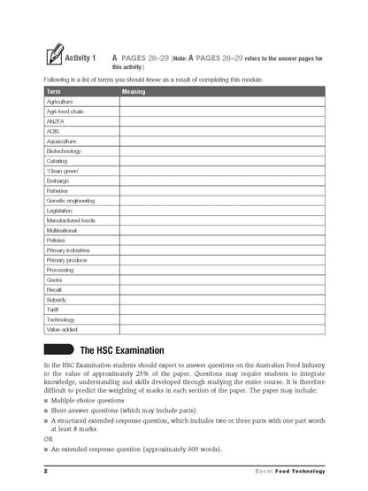 Excel HSC Year 12 Food Technology Study Guide