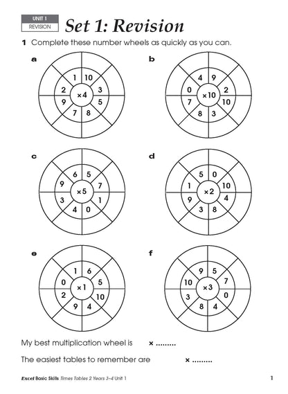 Excel Basic Skills - Times Tables 2 Years 3-4