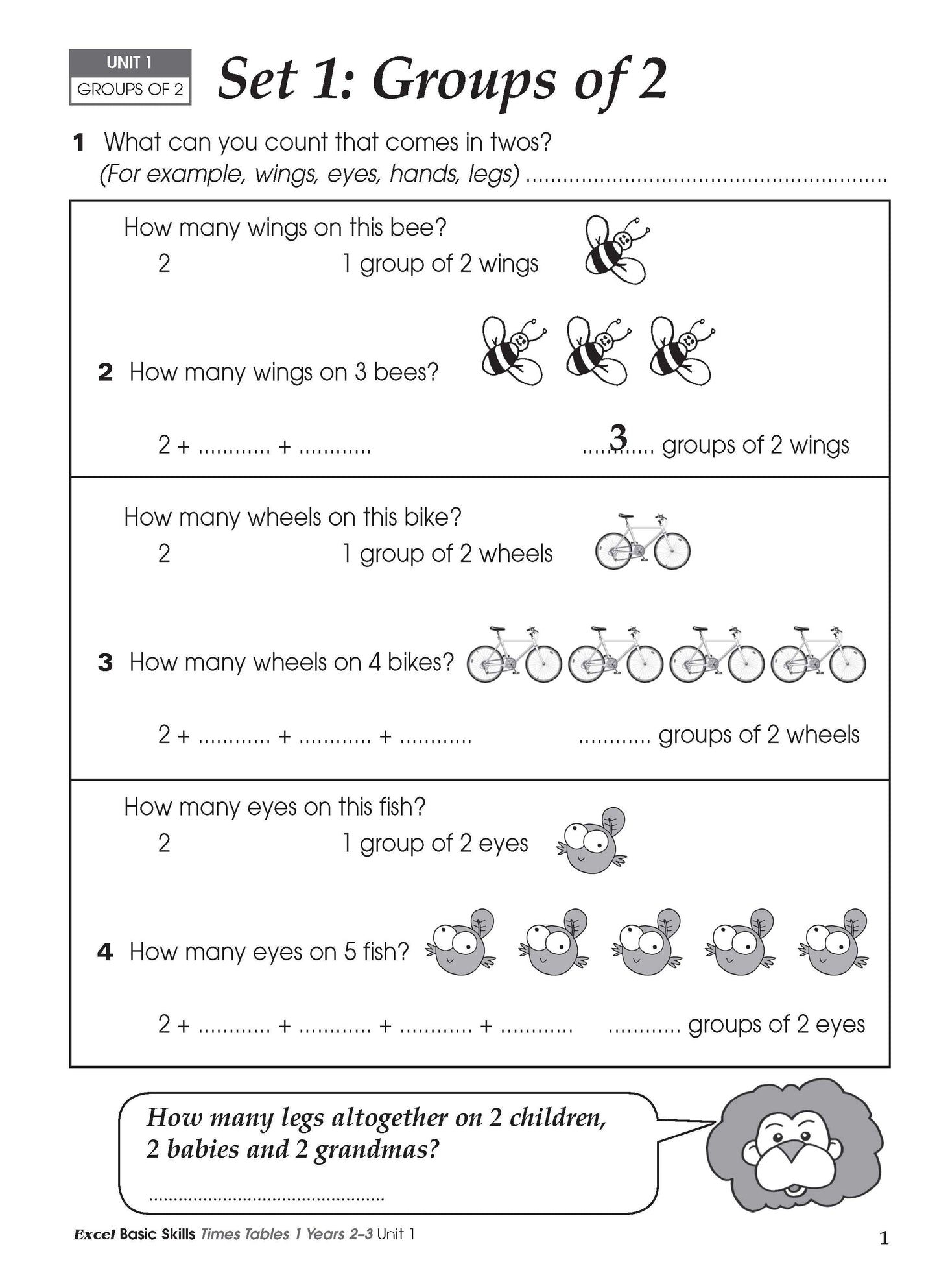 Excel Basic Skills - Times Tables 1 Years 2-3