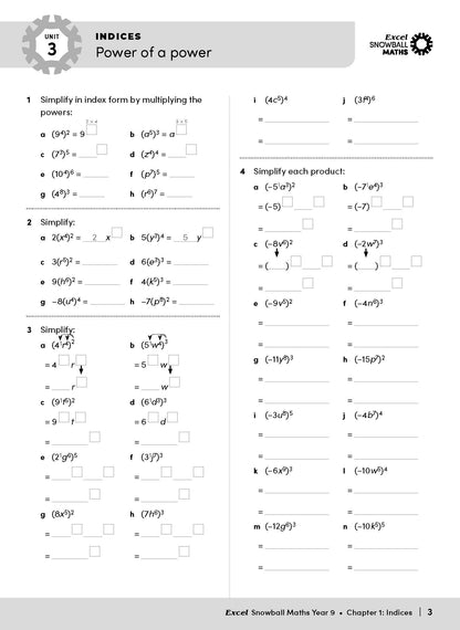 Excel Snowball - Maths Year 9