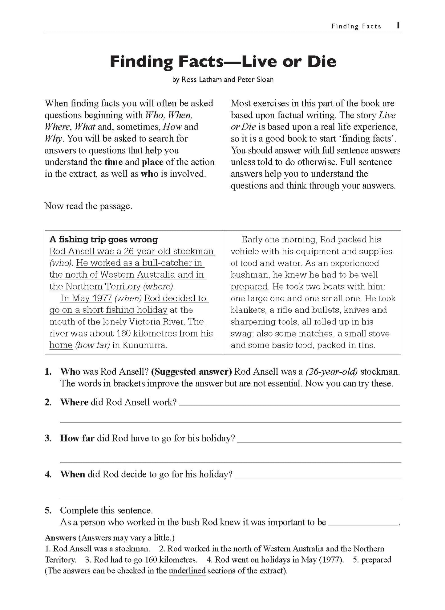 Excel Basic Skills - Comprehension and Written Expression Year 3