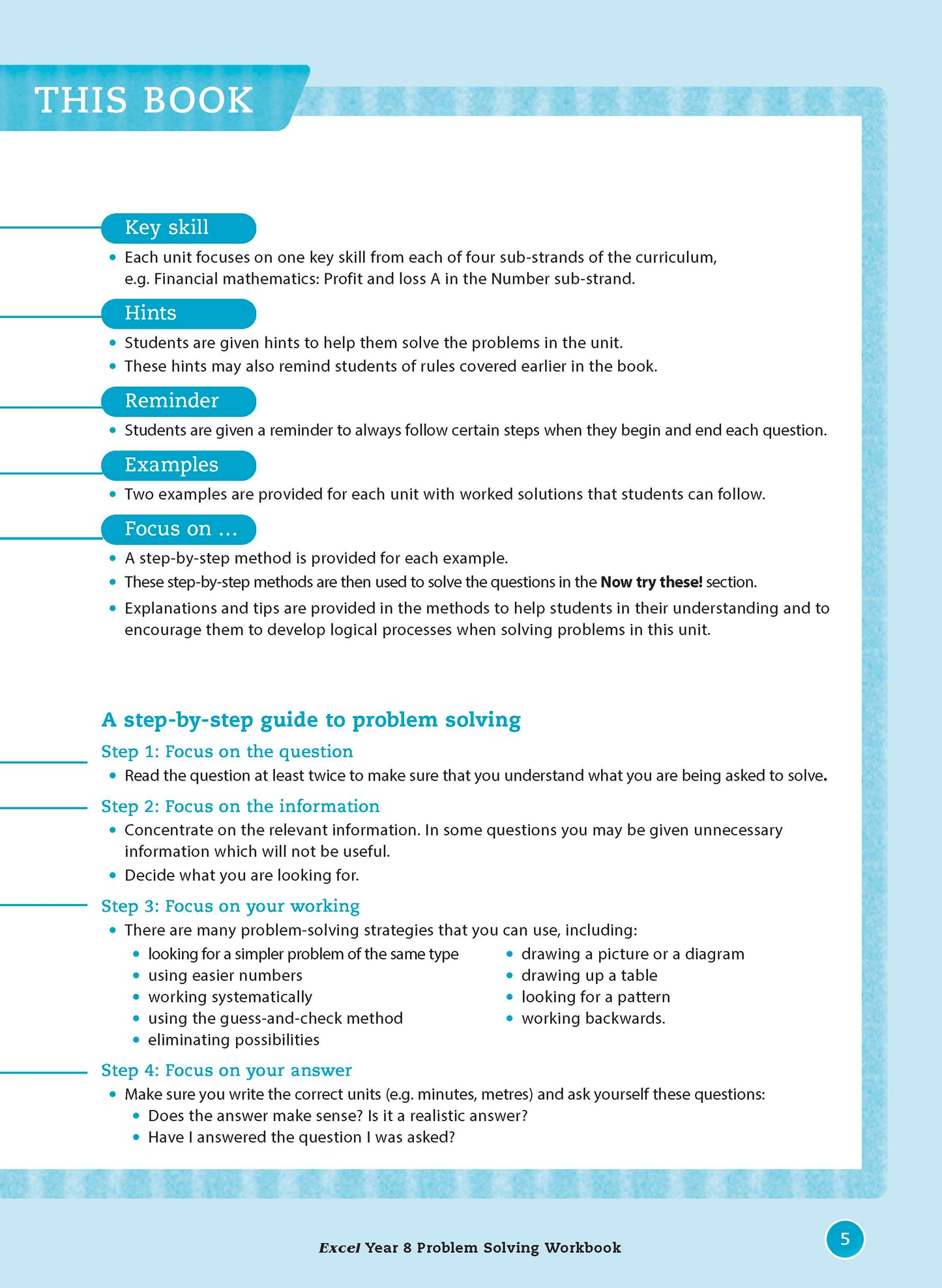 Excel Essential Skills - Problem Solving Workbook Year 8