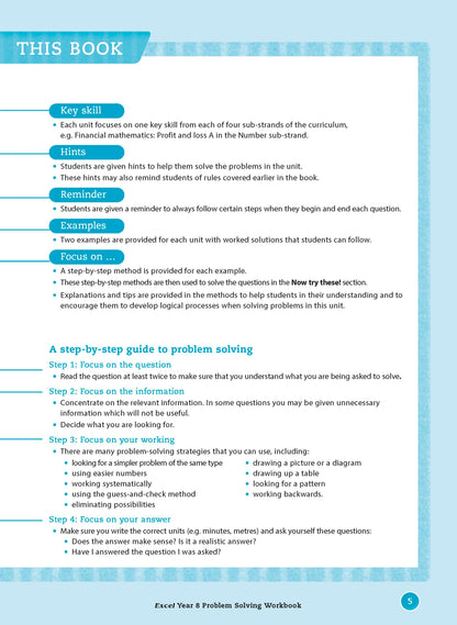 Excel Essential Skills - Problem Solving Workbook Year 8