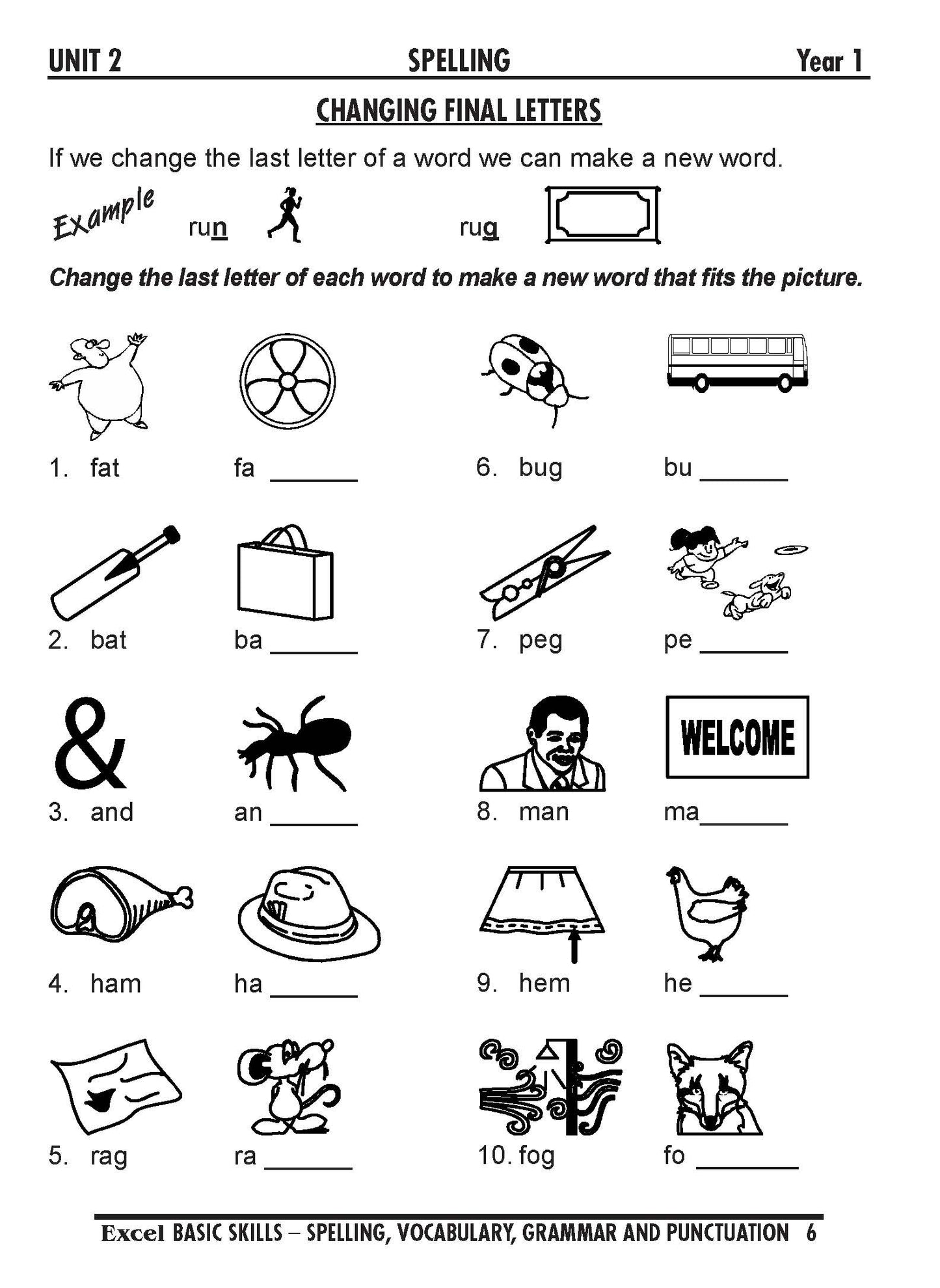 Excel Basic Skills - Spelling, Vocabulary, Grammar and Punctuation Years 1-2