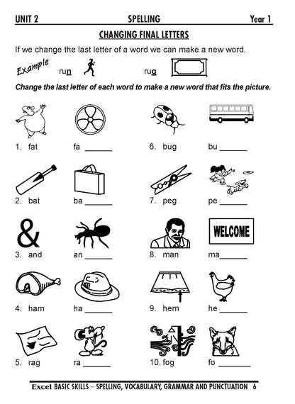 Excel Basic Skills - Spelling, Vocabulary, Grammar and Punctuation Years 1-2