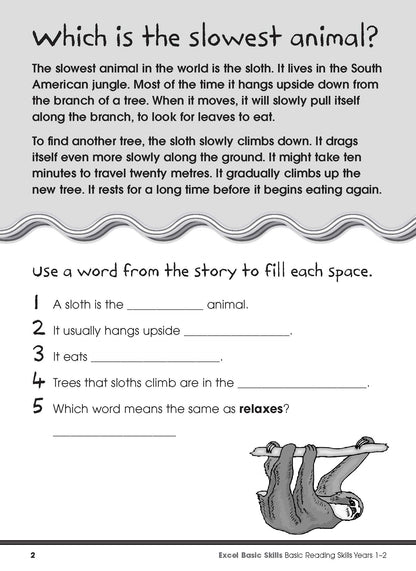 Excel Basic Skills - Basic Reading Skills Years 1-2