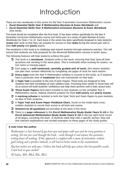 Excel Essential Skills - Mathematics Extension Revision & Exam Workbook Year 9
