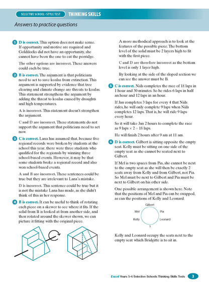 Excel Selective Schools and Scholarship Thinking Skills Tests Years 5-6