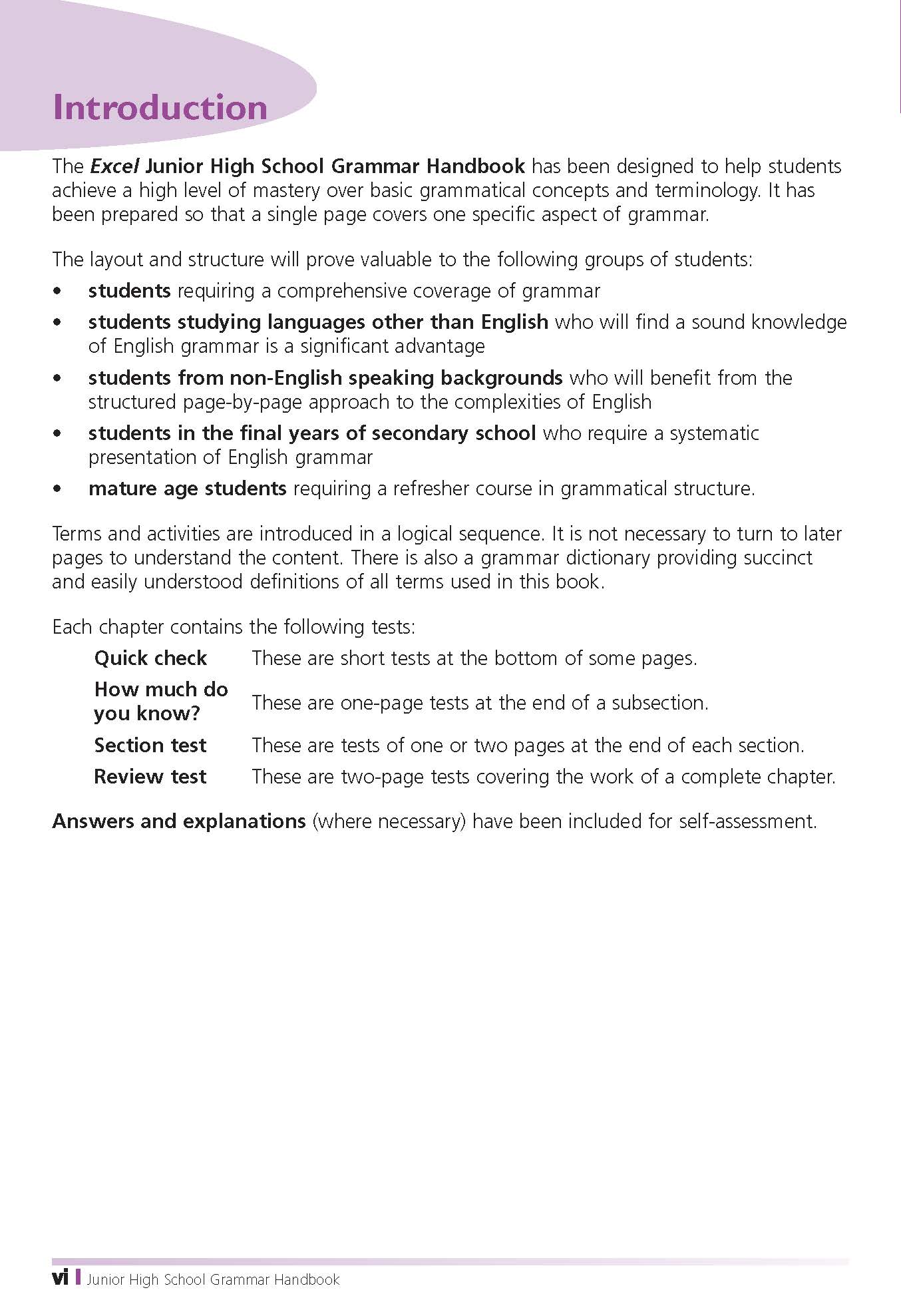 Excel Handbooks - Junior High School Grammar
