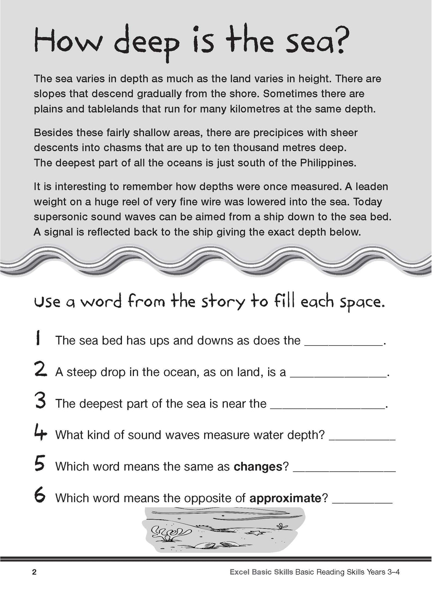 Excel Basic Skills - Basic Reading Skills Years 3-4