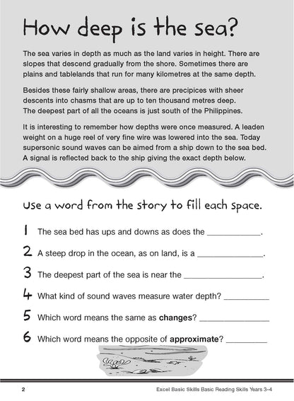 Excel Basic Skills - Basic Reading Skills Years 3-4