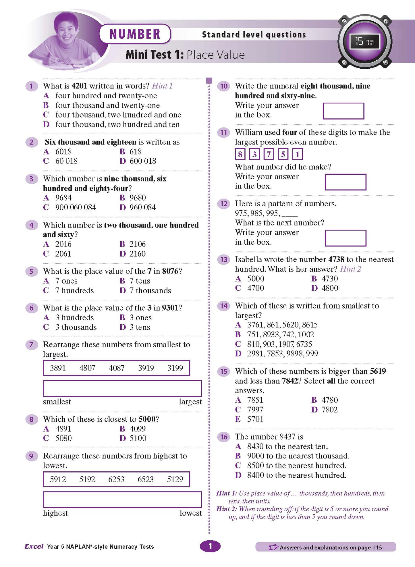 Excel Year 5 NAPLAN*-style Numeracy Tests