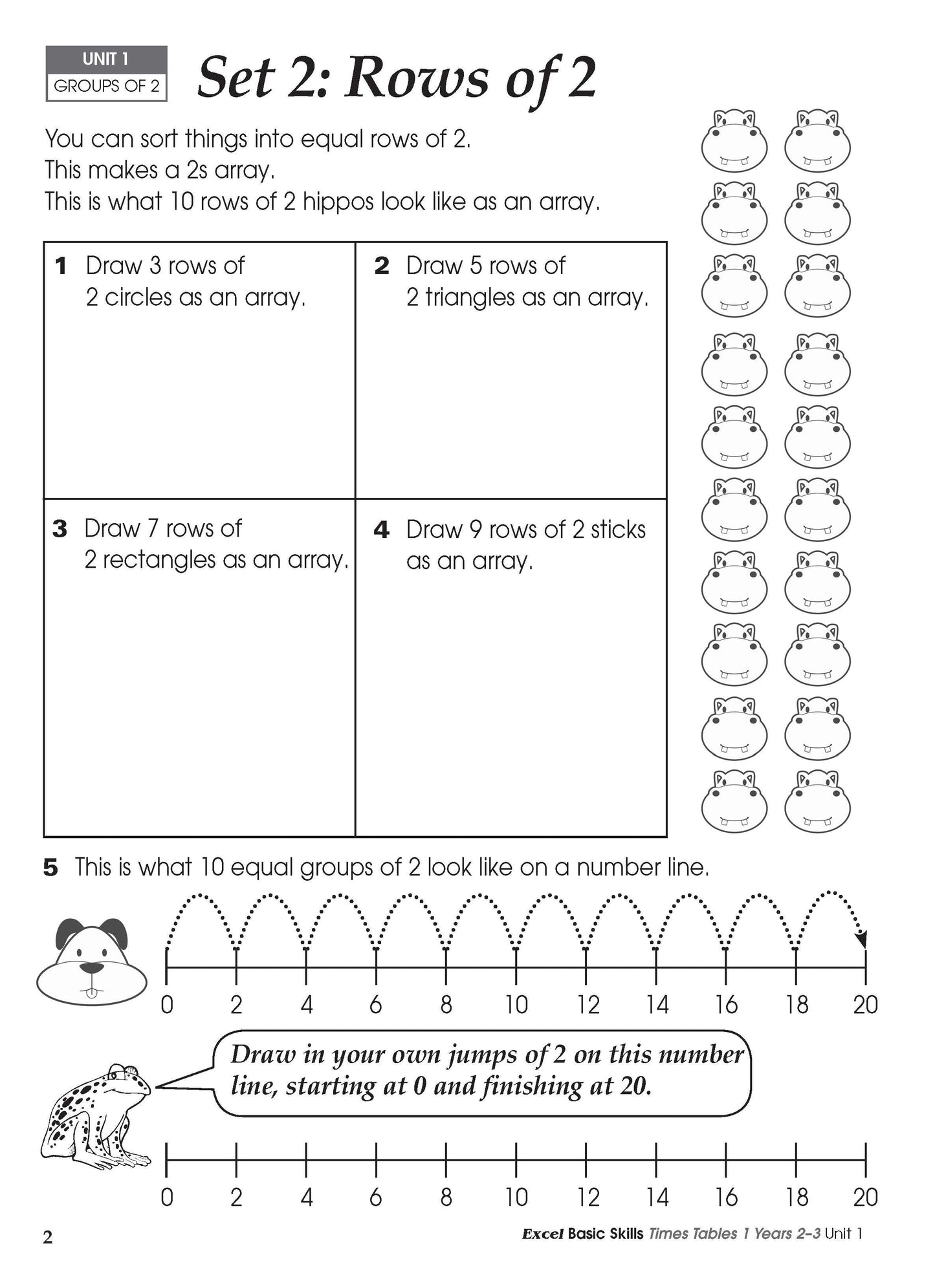 Excel Basic Skills - Times Tables 1 Years 2-3