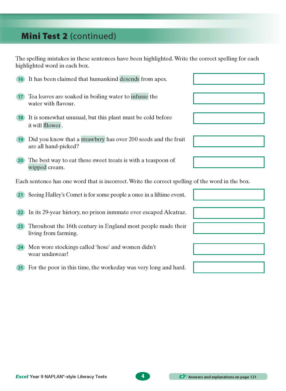 Excel Year 9 NAPLAN*-style Literacy Tests
