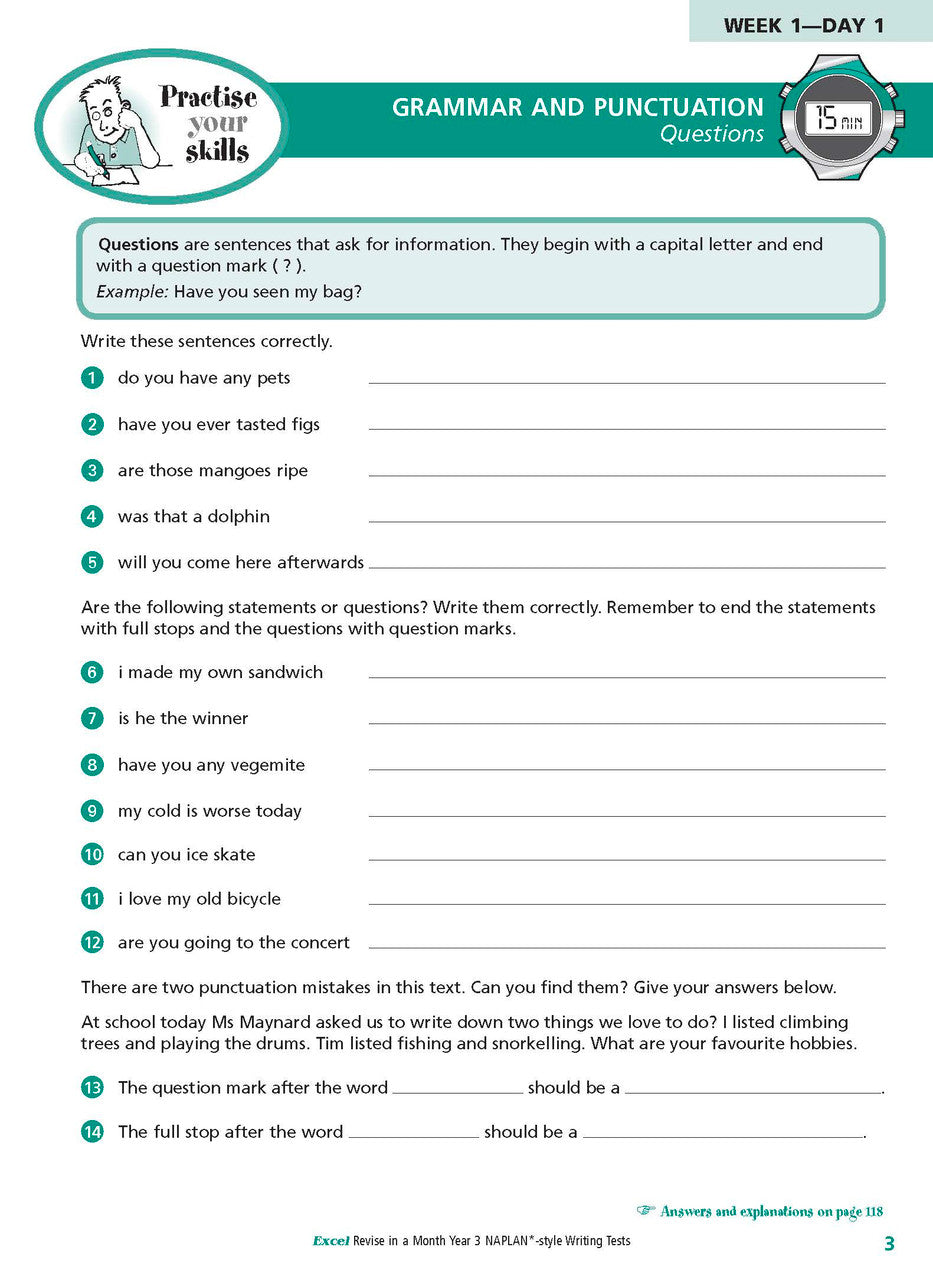 Excel Revise in a Month Year 3 NAPLAN*-style Writing Tests