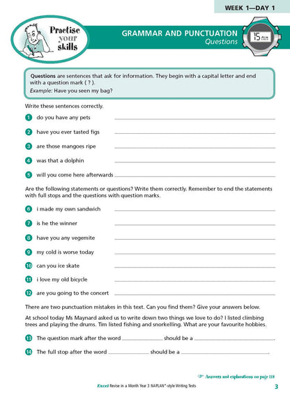 Excel Revise in a Month Year 3 NAPLAN*-style Writing Tests