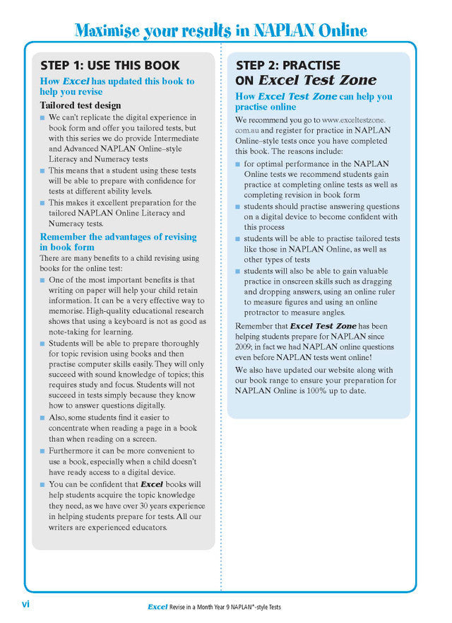 Excel Revise in a Month Year 9 NAPLAN*-style Tests