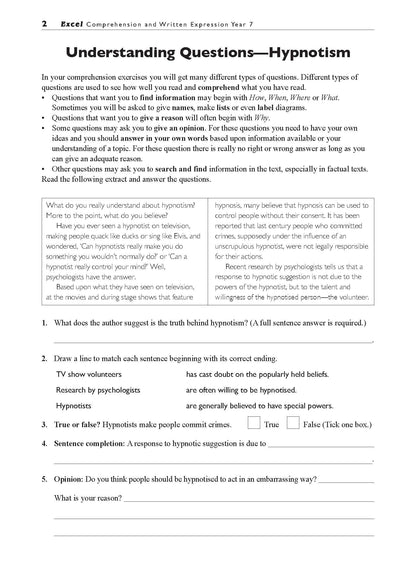 Excel Basic Skills - Comprehension and Written Expression Year 7