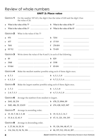 Excel Essential Skills - Mathematics Revision & Exam Workbook Year 7 NE