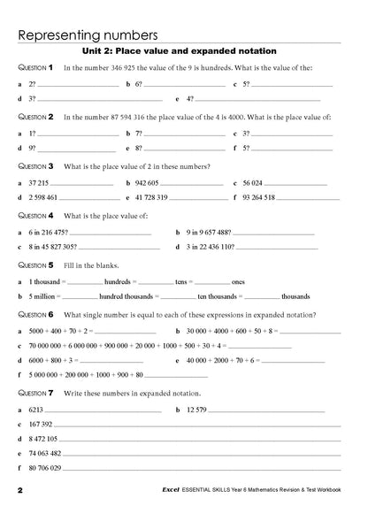 Excel Essential Skills - Mathematics Revision & Test Workbook Year 6