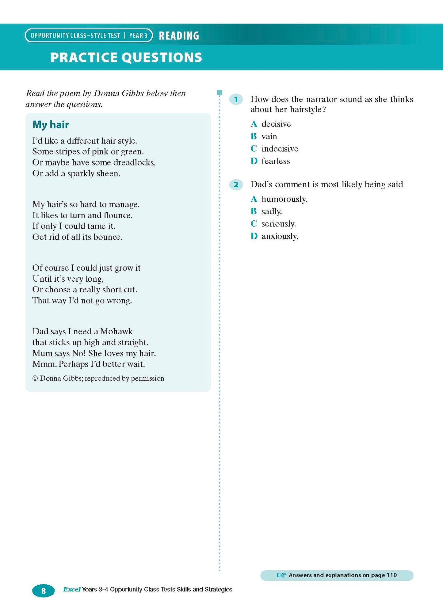 Excel Test Skills - Opportunity Class Tests Skills and Strategies Years 3-4