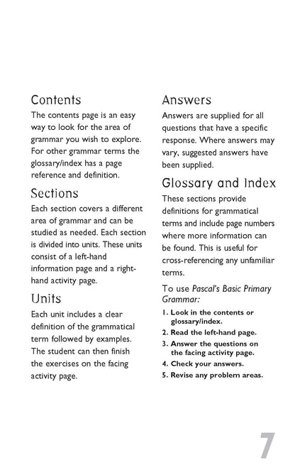 Excel Handbooks - Pascal's Basic Primary Grammar Years 3-6