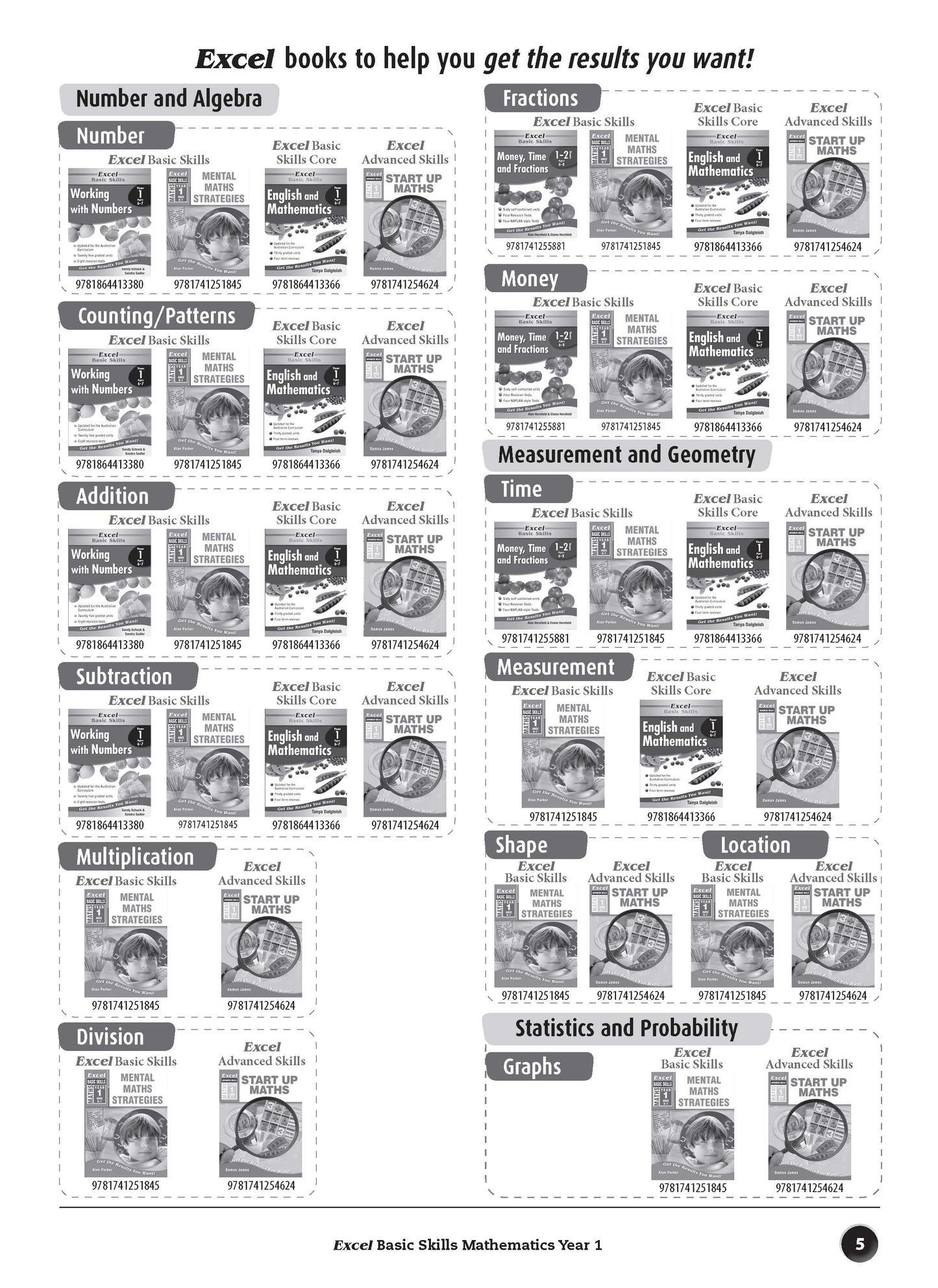 Excel Basic Skills - Mathematics Year 1